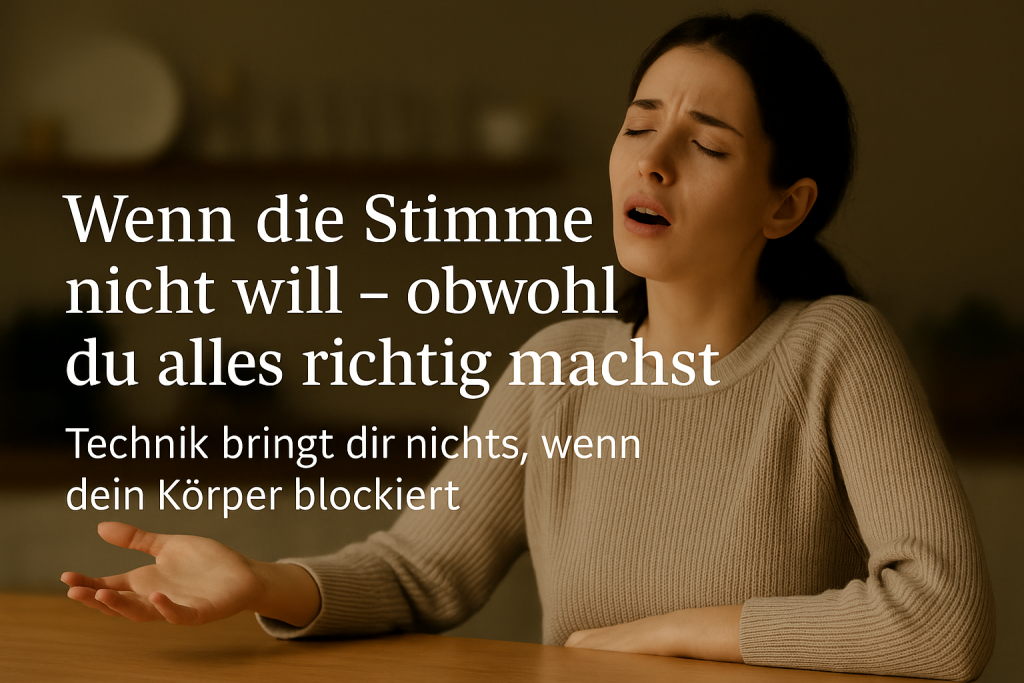 Beitragsbild mit Schrift: Wenn die Stimme nicht will - obwohl du alles richtig machst.